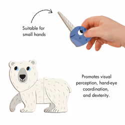 Janod - Magn?ti'Book Polar Animals - Magnetic Educational Game 30 Magnets + 10 Models - Children's Toy Made of FSC Cardboard - Develops Fine Motor Ski