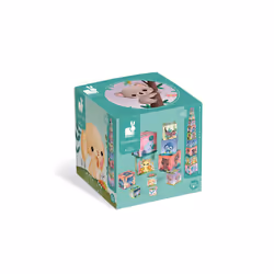 Janod Square Stacking Pyramid Ultra Cute Animals Creative Toy 10pc