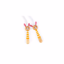 - Wooden Rabbit Skipping Rope - Adjustable Size - From 3 Years Old, J03197, Yellow Pink