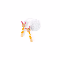 - Wooden Rabbit Skipping Rope - Adjustable Size - From 3 Years Old, J03197, Yellow Pink