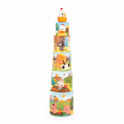- My First Pyramid - Farm Animals - Early-Learning Toy - 5 Stacking Cubes + 1 Wooden Hen - Develops Dexterity and Imagination ...