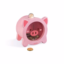 - Wooden Children's Piggy Bank 5.9 inch - See-Through Side and Magnetic Opening - Children's Room Decoration - Suitable for Ages 3 and Up, J04653