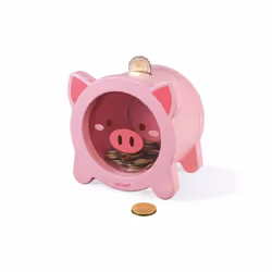 - Wooden Children's Piggy Bank 5.9 inch - See-Through Side and Magnetic Opening - Children's Room Decoration - Suitable for Ages 3 and Up, J04653 - Additional view 4