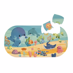 Children's Puzzle-28 Floating Pieces-Bath Toy-Easy to Store-Sea Animal-Themed Puzzle-3 Years +, J04727, Multicolor,Small