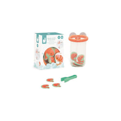 - Shrimp Catcher - Babies' Bath Toy - 12 Shrimp + 1 Tongs + 1 Suction Basket - Early-Learning Toy - 24 Months +, J04730, Salmon Pink / Turquoise