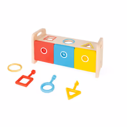 JANOD Essentiel - Shape Sorter Box with Keys, Plastic, Wood