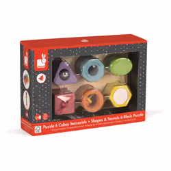 Janod I Wood Shapes and Sounds 6-Block Puzzle - Additional view 5