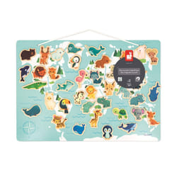 - Minikids Magnetic World Puzzle - 40 FSC Wood Magnets - 1 Poster Included - Educational Game - Baby Animal Magnets - 24 Months +, J05468