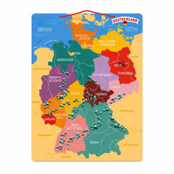 - Magnetic Map of Germany - Children's Wooden Puzzle - 79 Magnetic Pieces - Discover and Memorise - Geography Educational Game - From 7 Years, J05477