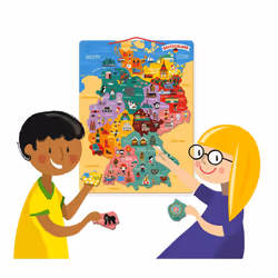 - Magnetic Map of Germany - Children's Wooden Puzzle - 79 Magnetic Pieces - Discover and Memorise - Geography Educational Game - From 7 Years, J05477