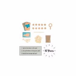 Dino 87 Dinosaur Excavation Game-87 Accessories-Children's Toy-Digging Kit w/Sand, Magnifying Glass & Bones-FSC Wood Game-4 Years +, J05832,