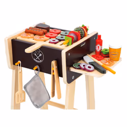 - Wooden Barbecue - Children's Pretend Play Cooking Set - Includes 57 Accessories - 2 Silent Wheels - 3 Years +, J06619