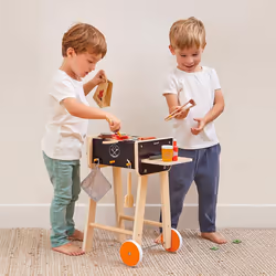 - Wooden Barbecue - Children's Pretend Play Cooking Set - Includes 57 Accessories - 2 Silent Wheels - 3 Years +, J06619 - Additional view 4