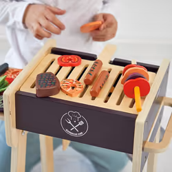 - Wooden Barbecue - Children's Pretend Play Cooking Set - Includes 57 Accessories - 2 Silent Wheels - 3 Years +, J06619 - Additional view 5