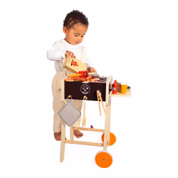 - Wooden Barbecue - Children's Pretend Play Cooking Set - Includes 57 Accessories - 2 Silent Wheels - 3 Years +, J06619 - Additional view 6