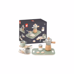 Italian-Style Set-13 Wood Accessories-Pretend Play Toy-Children's Coffee Set-FSC Wooden Toy-24 Months +, J06630, Multicolor