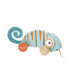 JANOD Tropik - Pull-Along Chameleon, 1 yr(s), Felt, Wood, Blue, Multicolour