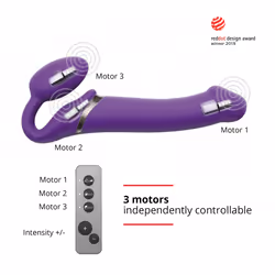 Strap-on-me Vibrating Remote Controlled 3 Motors Fantasy dildo Anal sex, Vaginal sex Purple Silicone 156 mm 3.3 cm