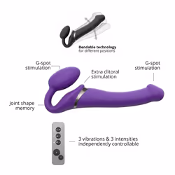 Strap-on-me Vibrating Remote Controlled 3 Motors Fantasy dildo Anal sex, Vaginal sex Purple Silicone 156 mm 3.3 cm