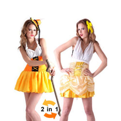 Reversible girl of the Alps and princess woman costume - Large