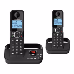 Alcatel F860 Voice full featured Cordless Phone, Twin Pack, Black