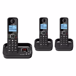 Alcatel F860 Voice full featured Cordless Phone, Triple Pack, Black