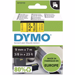 DYMO D1 Labels, 9 mm x 7 m Roll, Black Print on Yellow, Self-Adhesive Labels for LabelManager Label Printers, Authentic