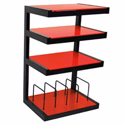 Norstone Esse Black/ Red Glass Shelves Hi-Fi Rack / Stand Vinyl Storage