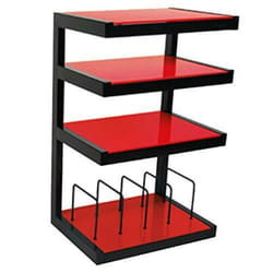 Norstone Esse Black/ Red Glass Shelves Hi-Fi Rack / Stand Vinyl Storage