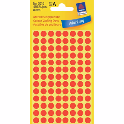 Avery Colour Coding Dots, Red, Red, Circle, Paper, 104 pc(s), 4 sheets, 8 mm