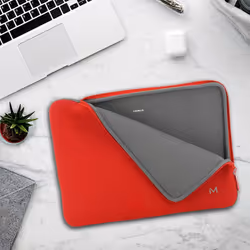 Mobilis 049019 laptop case 35.6 cm (14") Sleeve case Grey, Red