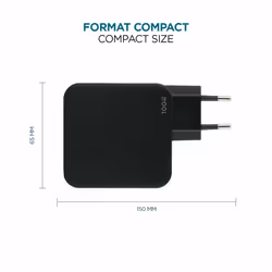 Mobilis Charger 100W 2USB C 1USBA GaN cable 100W Laptop, Smartphone, Tablet Black AC Indoor - Additional view 5