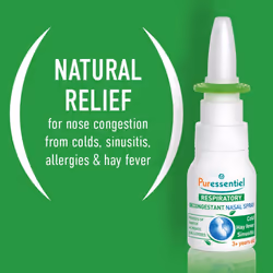 Respiratory Decongestant Nasal Spray 15ml - Cold & Flu - Hayfever & Blocked Nose Relief - Instant Action - 100% Natural & Organic Essential Oils - Sea