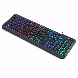KLIM Chroma Backlit Gaming Keyboard ENGLISH LAYOUT - Wired USB - Led Rainbow Lighting - Ergonomic, Quiet, Water Resistant - Black RGB PC Windows...