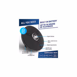 Discman with Headphones - Portable CD Player with Headphones - New 2024 Version + Ideal Car CD Player + Compatible CD-R, CD-RW, MP3. Compact Mini CD