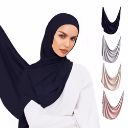 VOILE CHIC Instant Hijab Scarf For Women - Premium Jersey Head Scarf Wrap - Navy Blue