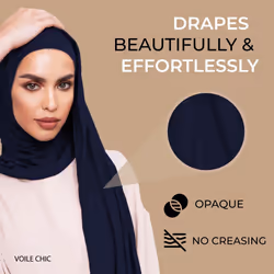 VOILE CHIC Instant Hijab Scarf For Women - Premium Jersey Head Scarf Wrap - Navy Blue