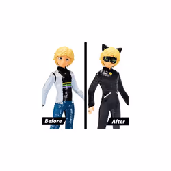 Miraculous Sequin Fashion Flip Adrien To Cat Noir | 26cm Articulated Miraculous Cat Noir Toy With Mask | Bandai Reversible Sequin Miraculous Dolls |