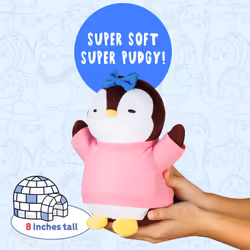 Pudgy Penguins Plush Buddy with Blue Bow Toy From Pudgy World| 20cm Plush Buddy with Blue Bow Soft Toy | Super Soft And Cuddly Pudgy Penguins Toys |