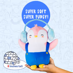 Pudgy Penguins Plush Buddy with Earmuffs Toy From Pudgy World| 20cm Plush Buddy with Earmuffs Soft Toy | Super Soft And Cuddly Pudgy Penguins Toys