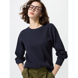 Uniqlo Japan Waffle Crew Neck T  Long Sleeve - 69 NAVY/XXL