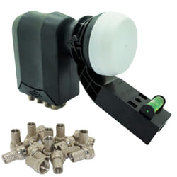 GENUINE MK4 OCTO 8 WAY LNB UNIVERSAL SATELLITE LMB FOR SKY+ HD FREESAT - MK4 OCTO LNB + 16 F PLUGS