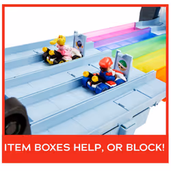 Hot Wheels Mario Kart Rainbow Road Raceway 8-Foot Track Set with Lights & Sounds & 2 1:64 Scale Vehicles, Toy Gift for Kids Ages 4 Years Old & Up, GXX