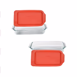 Pyrex SYNCHKG117579 Basics 3-qt Oblong with Red Cover KC12026  2PK-3QT