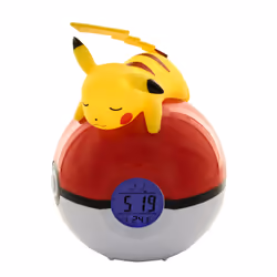 TEKNOFUN Pikachu Poke Ball Light-up figurine Alarm Clock, Digital alarm clock, Pokémon, Pikachu, Round, Multicolour, FM
