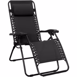 Amazon Basics Outdoor Zero Gravity Mesh Lounge Chair with Pillow, Folding Reclining and Textilene Adjustable, 90 x 66 x