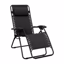 Amazon Basics Outdoor Zero Gravity Mesh Lounge Chair with Pillow, Folding Reclining and Textilene Adjustable, 90 x 66 x