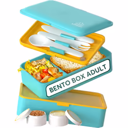 Umami Original Bento Box, Lunch box set, Adult, Turquoise, Yellow, Pattern, Rectangular, Boy/Girl