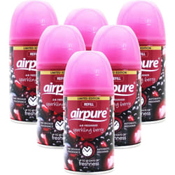 airpure 6 X AUTOMATIC SPRAY REFILLS 250ML SPARKLING BERRY AIRWICK COMPATIBLE, Pack of 6