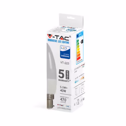 VT-223 5.5W PLASTIC CANDLE BULB WITH SAMSUNG CHIP COLORCODE:3000K B22